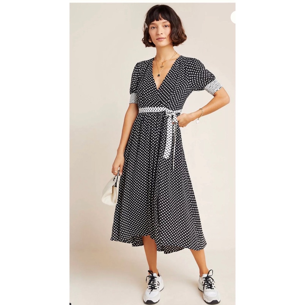 Anthropologie Breanna Polka Dot Midi Dress